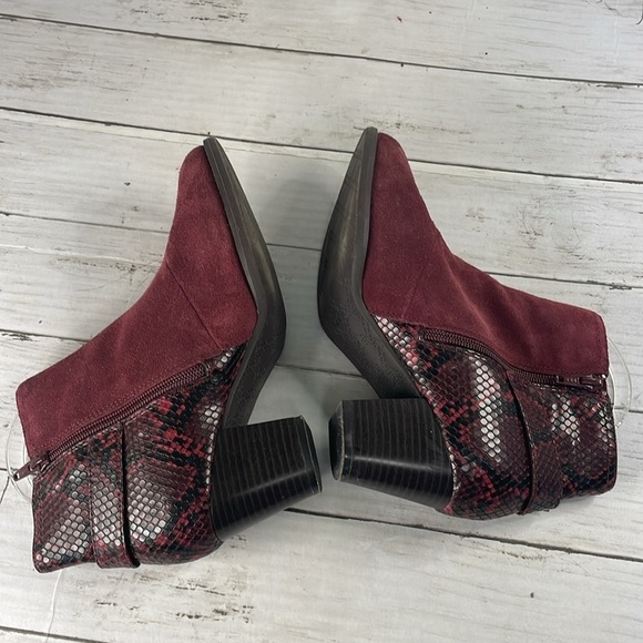 Vionic Burgundy Naomi Women's Suede Snake Embossed Water-Resistant Boots - Picture 5 of 11